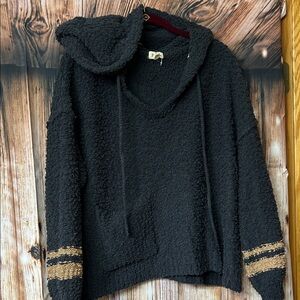 POL Charcoal and Tan V-Neck Sweater